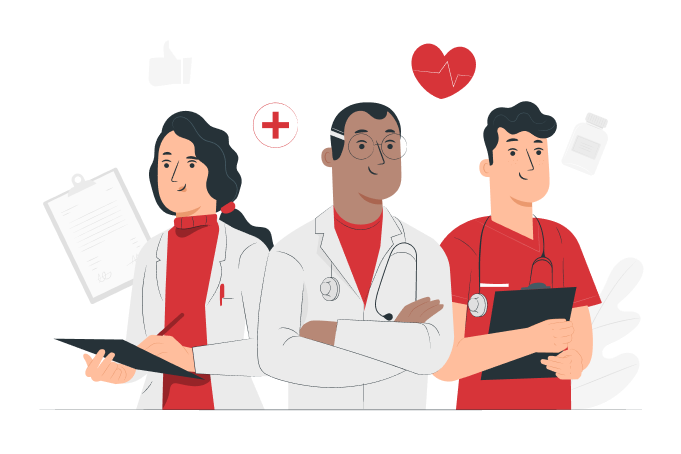 Ilustração de médicos